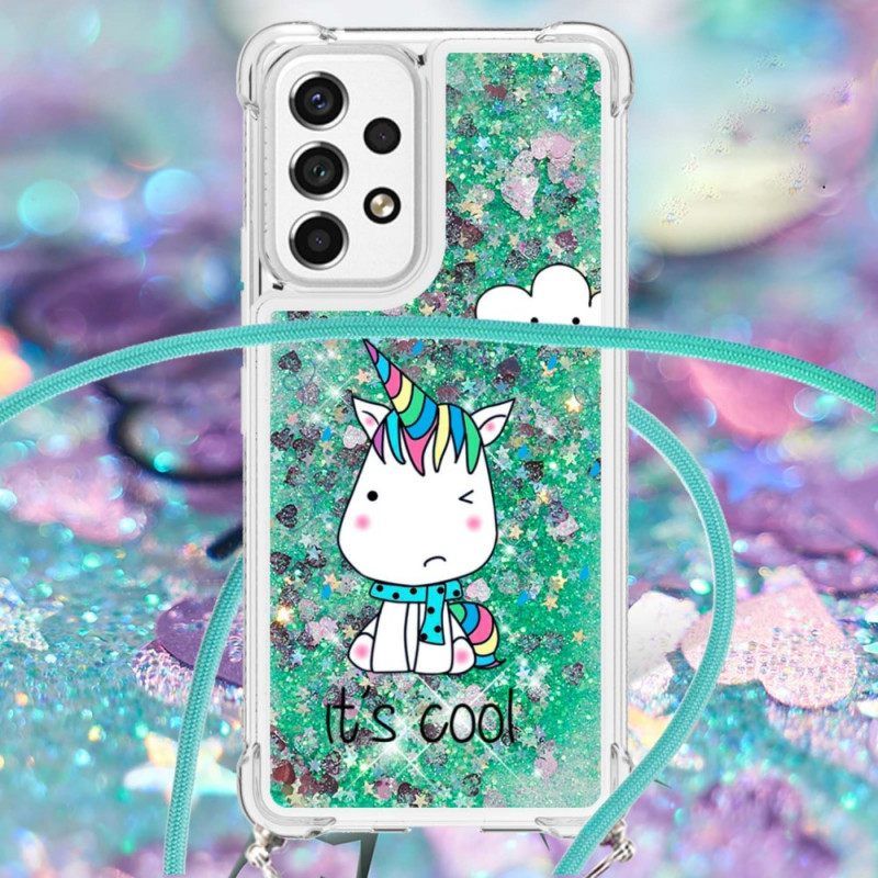 Θήκη Samsung Galaxy A53 5G με κορδονι Unicorn Glitter Κορδόνι